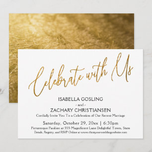 Feiern Sie mit Uns Elegante Gold Schrift Party Einladung