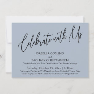 Feiern Sie mit uns Elegante Handschrift Staubblau Einladung