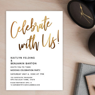 Feiern Sie mit uns! Event mit minimaler Gold-Hands Einladung