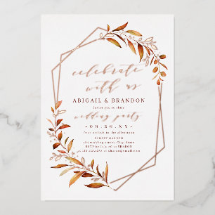 Feiern Sie mit uns! Fall Greenery Wedding Party Folieneinladung