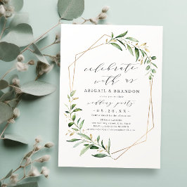Feiern Sie mit uns! Greenery Geometric Wedding Einladung