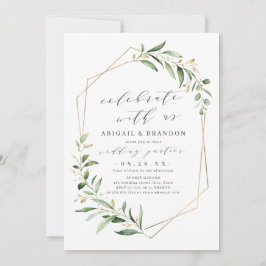 Feiern Sie mit uns! Greenery Geometric Wedding Einladung
