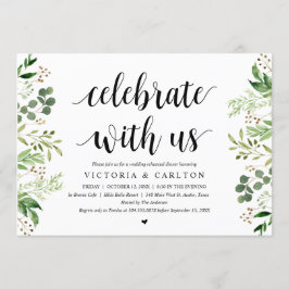 Feiern Sie mit uns, Grün, Probe Abendessen Einladung