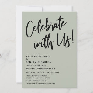 Feiern Sie mit uns! Handschriftenseite Grün Einladung
