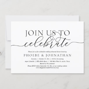 Feiern Sie mit uns, Hochzeit und Probe Einladung