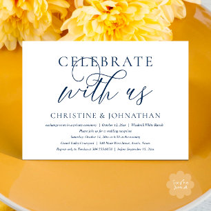 Feiern Sie mit uns Hochzeitsabendessen Navy Blau Einladung