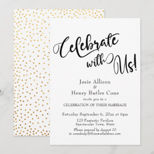 Feiern Sie mit uns Hochzeitsempfang Gold Konfetti Einladung