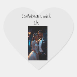 Feiern Sie mit uns Hochzeitskaffee Herz-Aufkleber