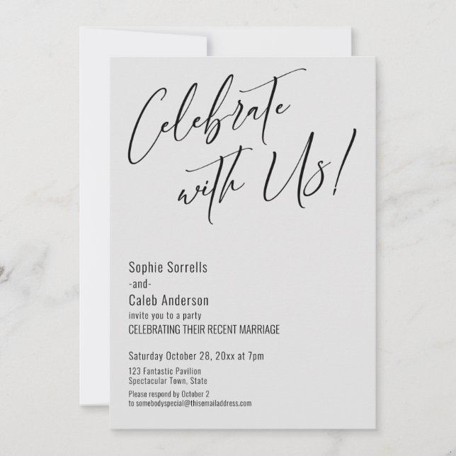 Feiern Sie mit uns! Moderne Light Gray Wedding Par Einladung (Vorderseite)