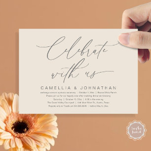 Feiern Sie mit uns, Romantisches Hochzeitsessen Pa Einladung
