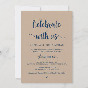 Feiern Sie mit uns, Rustic Kraft Elopement Party Einladung