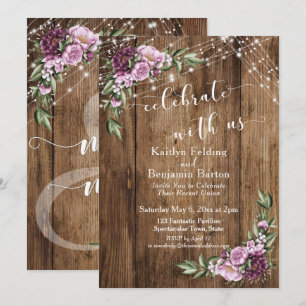 Feiern Sie mit uns Rustikale Blumenlichter-Empfang Einladung