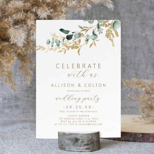 Feiern Sie mit uns! Rustikale Eukalyptus-Grüne Boh Einladung (Celebrate With Us! rustic eucalyptus greenery boho Invitation)