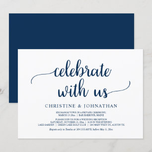 Feiern Sie mit uns, Rustikale Hochzeits-Elopement- Einladung