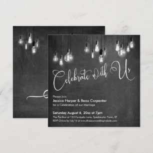 Feiern Sie mit uns Skript, Edison-Lichter Tafel Einladung