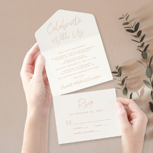 Feiern Sie mit unserer Hochzeitsempfangscreme All-in-One-Einladung