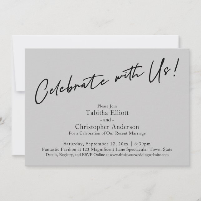 Feiern Sie mit US Handwriting Simple Light Gray Einladung (Vorderseite)