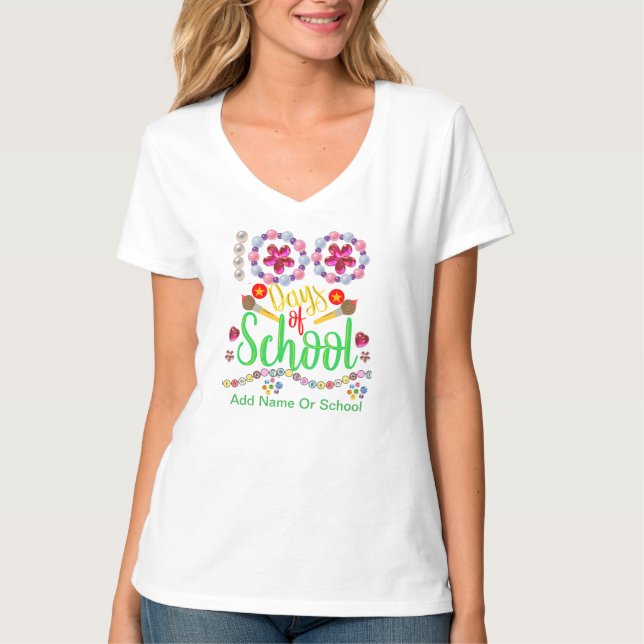 Feiern Sie Niedlich 100 Schultage T-Shirt (Vorderseite)