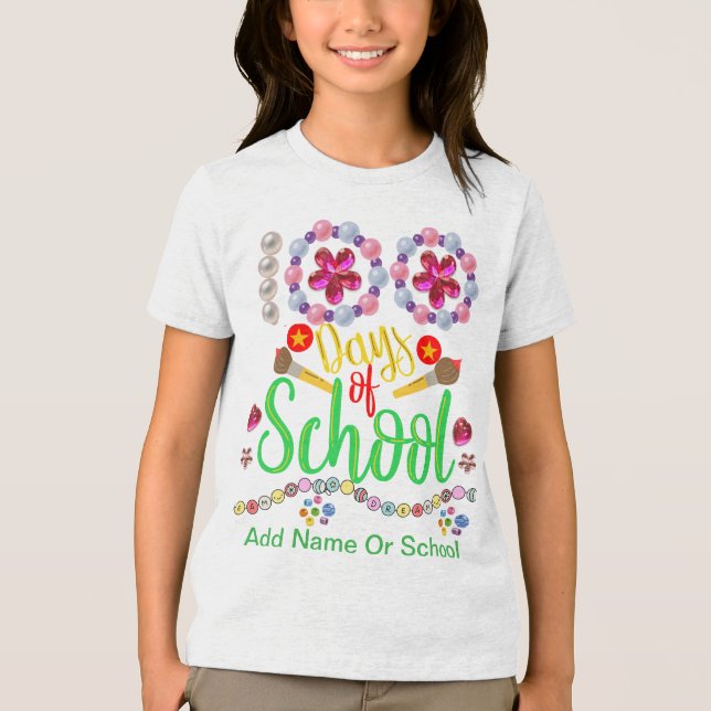 Feiern Sie Niedlich 100 Schultage Tri-Blend Shirt (Vorderseite)