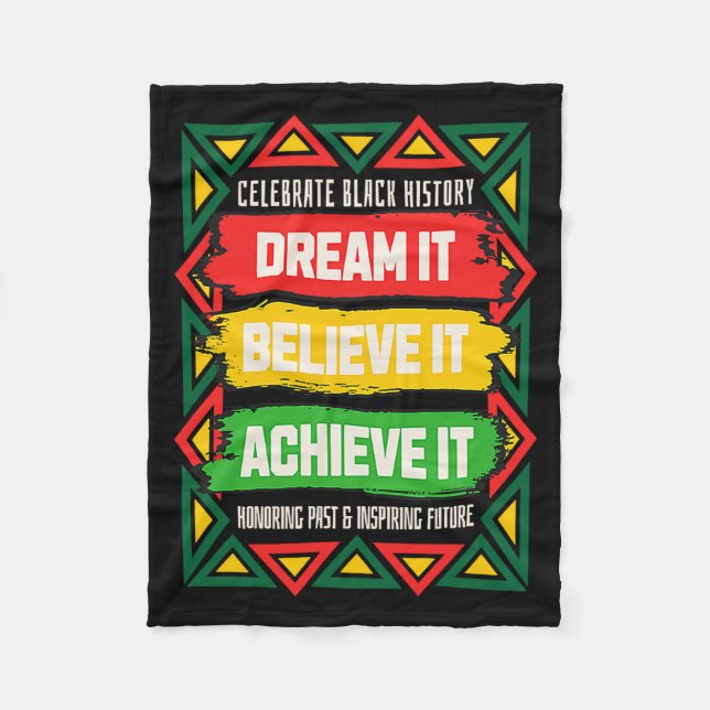 Feiern Sie Schwarze Geschichte Motivational Afro A Fleecedecke (Vorderseite)