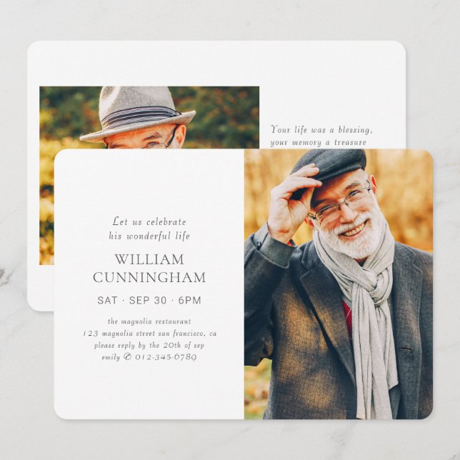 Feiern Sie sein Leben Modernes, einfaches Minimali Einladung (Vorne/Hinten)