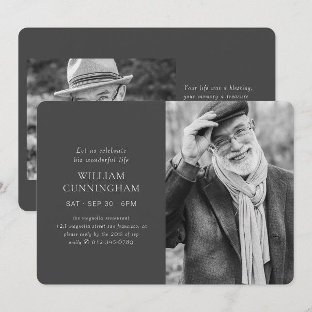 Feiern Sie sein Leben Modernes, einfaches Minimali Einladung (Vorne/Hinten)