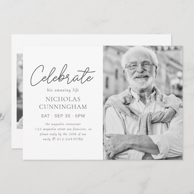 Feiern Sie sein Phantastisches Leben Einfaches Mod Einladung (Vorne/Hinten)