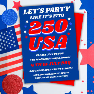 Feiern Sie wie 1776 USA 250 Patriotische Einladung
