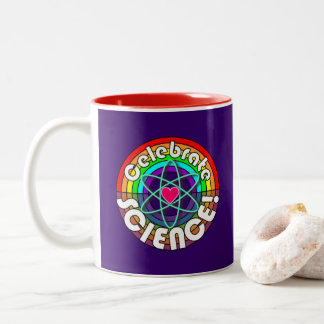 Feiern Sie Wissenschaft! Regenbogenatom Zweifarbige Tasse