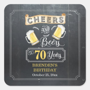 Feiern und Biere bis 70 Jahre Geburtstagsparty Quadratischer Aufkleber