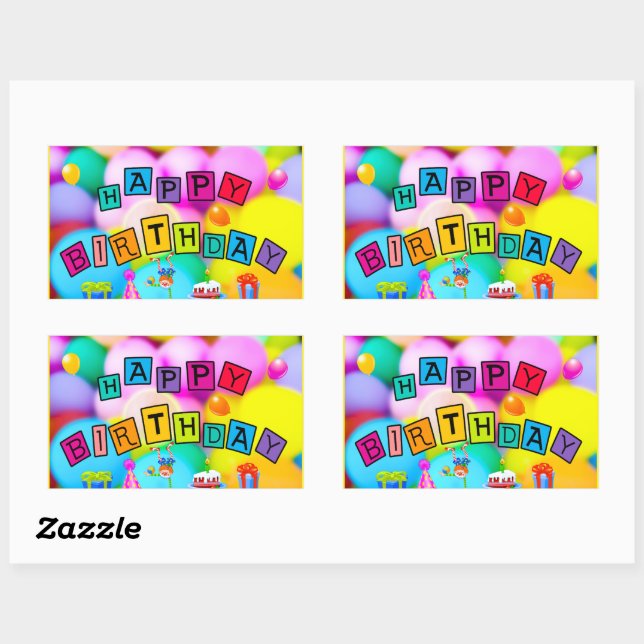 Feiern von Happy Birthday Rechteckiger Aufkleber (Blatt)