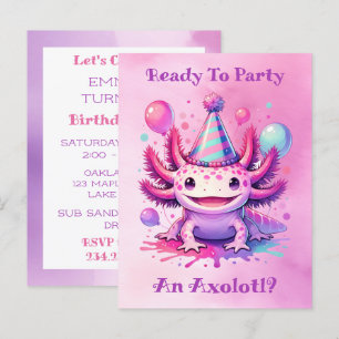 Feiern wir Axolotl Girls Geburtstagsparty Postkarte