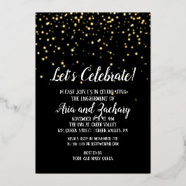 Feiern wir Confetti auf Black Verlobung Gold Folieneinladung