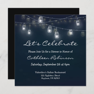 Feiern wir das Abendessen Mason Jar Lights Einladung