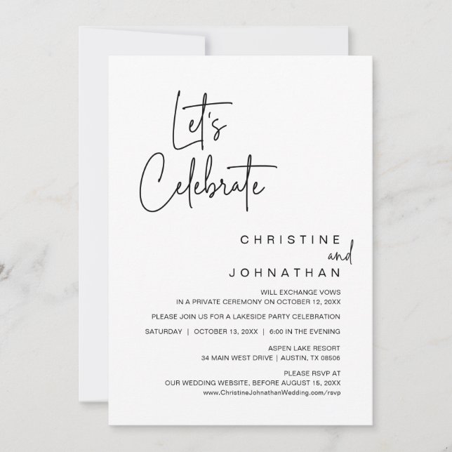 Feiern wir das Party zum Hochzeitsessen Einladung (Vorderseite)