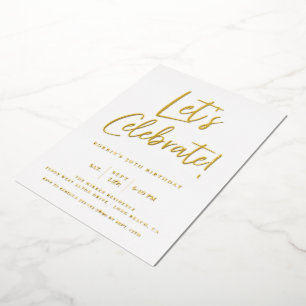 Feiern wir den Geburtstag moderner blauer Schrift Folieneinladung