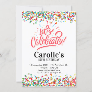 Feiern wir den Geburtstag von Confetti Simple Part Einladung