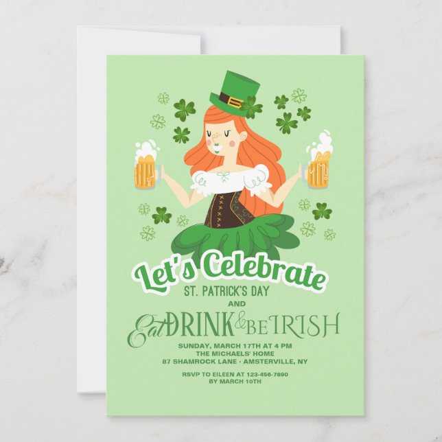 Feiern wir den St. Patrick's Day Einladung (Vorderseite)
