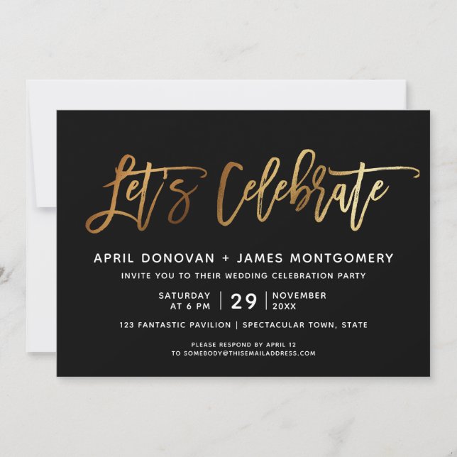 Feiern wir die Brush Typografy Wedding Einladung (Vorderseite)