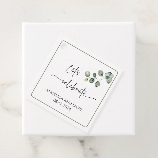 Feiern wir die Eukalyptus-Liebesmarken Geschenkanhänger (Beispiel)