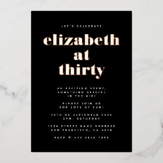 Feiern wir die Geburtstagsparty Schwarz und Rosa Folieneinladung