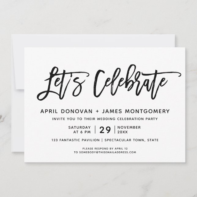 Feiern wir die Hochzeit mit Brush Typografy Einladung (Vorderseite)