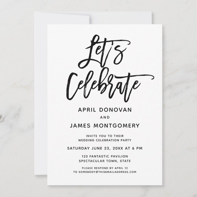 Feiern wir die Hochzeit mit Brush Typografy Einladung (Vorderseite)