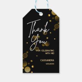 Feiern wir Gold Bokeh Gradient Black Birthday Geschenkanhänger