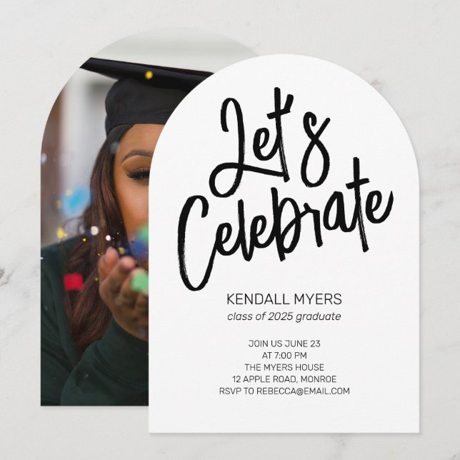 Feiern wir Grad Party mit Foto Einladung (Vorne/Hinten)