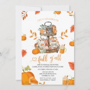 Feiern wir Herbst Y'all Orange Pumpkin Party Einladung