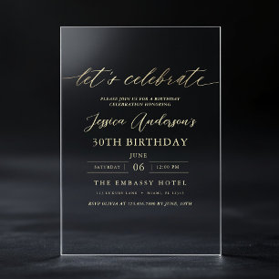 Feiern wir Minimalistisches Gold 30. Geburtstag Acryleinladungen