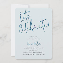 Feiern wir Minimalistisches Script, Blue Birthday Einladung