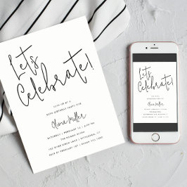 Feiern wir Minimalistisches Script, Blue Birthday Einladung