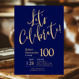 Feiern wir Navy Blue Gold zum 100. Geburtstag Einladung